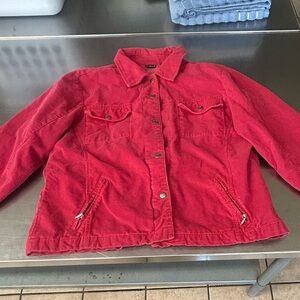 Vibrant Red/Pink Jean Jacket with Relaxed Fit